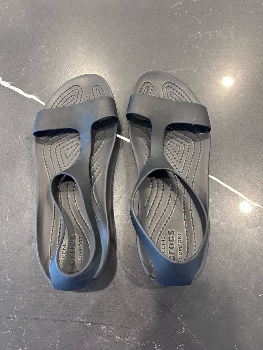 Crocs Serena Sandals - Lightweight Comfort Strappy Summer Shoes Black Slip On